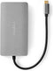 Nedis USB Multi-Port Adapter - USB 3.2 Gen 1 - USB-C Male - Micro SD / RJ45 Female / SD / USB-C Female / 2x HDMI / 2x USB-A Female - 5 Gbps - 0.20 m - Rond - Verguld - PVC - Antraciet - Doos