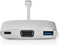 Nedis USB Multi-Port Adapter - USB 3.2 Gen 1 - USB-C Male - USB-A Female / USB-C Female / VGA Female 15p - 5 Gbps - 0.20 m - Rond - Verguld - Gevlochten / Nylon - Zilver - Cover Window Box