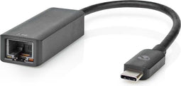 Nedis USB-netwerkadapter - USB 3.2 Gen 1 - 2.5 Gbps - USB-C Male - RJ45 Female - 0.20 m - Rond - Vernikkeld - Vertind-Koper - Zwart - Doos