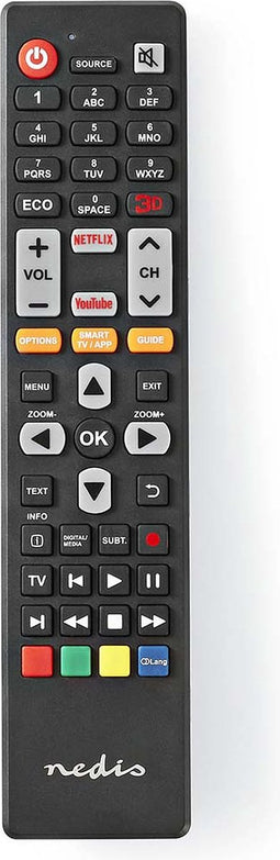 Nedis Vervangende Afstandsbediening - Geschikt voor: TCL/Thomson - Vast - 1 Apparaat - Amazon Prime / Netflix Knop / Youtube Knop - Infrarood - Zwart