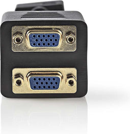 Nedis VGA-Kabel - VGA Male - 2x VGA Female - Verguld - Maximale resolutie: 1280x768 - 0.20 m - Rond - ABS - Zwart - Envelop
