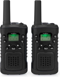 Nedis Walkie talkie Set - 2 Handsets - Tot 6 km - Frequentiekanalen: 8 - PTT / VOX - tot 3 uur - Koptelefoonoutput - 2 Headsets - Zwart
