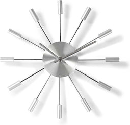 Nedis Wandklok - Diameter: 340 mm - Metaal - Zilver