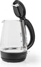 Nedis Waterkoker - 1.7 l - Glas - Zwart - 360 graden draaibaar - Verborgen verwarmingselement - Strix-controller - Droogkookbeveiliging