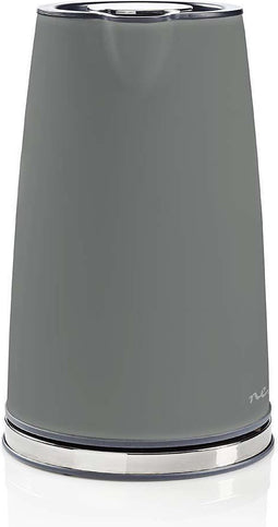 Nedis Waterkoker - 1.7 l - Soft-Touch - Grijs - 360 graden draaibaar - Verborgen verwarmingselement - Strix-controller - Droogkookbeveiliging