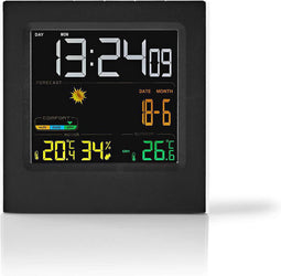 Nedis Weerstation - Binnen & Buiten - Inclusief draadloze weersensor - Weersvoorspelling - Tijdweergave - LED-Scherm - Wekkerfunctie