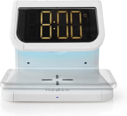 Nedis Wekker met Draadloze Lader - Qi gecertificeerd - 5 / 7.5 / 10 W - USB-A Female - Nachtlamp - 2 Alarmtijden - Snoozefunctie