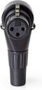 Nedis XLR-Connector - Gehoekt - Female - Vernikkeld - Solderen - Diameter kabelinvoer: 5.0 mm - Metaal - Zwart - 1 Stuks - Polybag