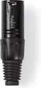 Nedis XLR-Connector - Recht - Male - Vernikkeld - Solderen - Diameter kabelinvoer: 5.0 mm - Metaal - Zwart - 1 Stuks - Polybag
