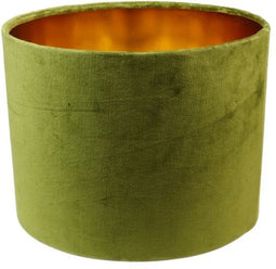 Ronde lampenkap - 32x32x24 - Olijfgroen/goud - Velvet