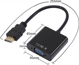 HDMI Naar VGA Adapter Converter - 1080P Full HD - Inclusief 3.5MM Jack Aux - Zwart