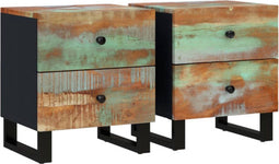 vidaXL - Nachtkastjes - 2 - st - 40x33x46 - cm - massief - gerecycled - hout
