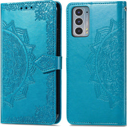iMoshion Hoesje Geschikt voor Motorola Edge 20 Hoesje Met Pasjeshouder - iMoshion Mandala Bookcase - Turquoise