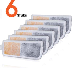 PetGoods Drinkfontein - Filters Navulling Set - 3-laags systeem met kokossnippers en koolstof (6 stuks)