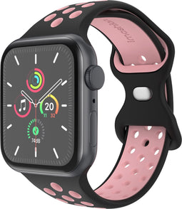 imoshion Sport⁺ bandje - Geschikt voor Apple Watch 1, 2, 3, 4, 5, 6, 7, 8, 9, 10 (42 mm), SE - 38/40/41 mm - Black & Pink - S/M