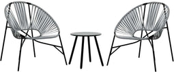 vidaXL - Set - tuinstoelen - 3-delig - poly - rattan - zwart - en - lichtgrijs