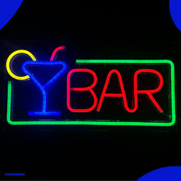 Neon Lamp - BAR Groen / Rood - Dimbaar - Incl. Ophanghaakjes - Neon Sign - Neon Verlichting - Neon Led Lamp - Wandlamp - Mancave