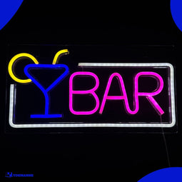 Neon Lamp - BAR Wit / Roze - Incl. Ophanghaakjes - Neon Sign - Neon Verlichting - Neon Led Lamp - Wandlamp