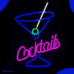 Neon Lamp - Cocktails - Incl. Ophanghaakjes - Neon Sign - Neon Verlichting - Neon Led Lamp - Wandlamp