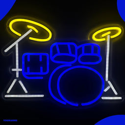Neon Lamp - Drumstel - Muziek - Dimbaar - Incl. Ophanghaakjes - Neon Sign - Neon Verlichting - Neon Led Lamp - Wandlamp