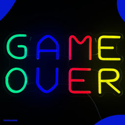Neon Lamp - Game Over - Dimbaar - Incl. Ophanghaakjes - Neon Sign - Neon Verlichting - Neon Led Lamp - Wandlamp