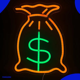 Neon Lamp - Geldzak - Dollar - Incl. Ophanghaakjes - Neon Sign - Neon Verlichting - Neon Led Lamp - Wandlamp