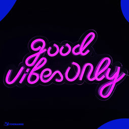 Neon Lamp - Good Vibes Only Roze - Incl. Ophanghaakjes - Neon Sign - Neon Verlichting - Neon Led Lamp - Wandlamp