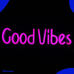 Neon Lamp - GoodVibes Roze - Incl. Ophanghaakjes - Neon Sign - Neon Verlichting - Neon Led Lamp - Wandlamp