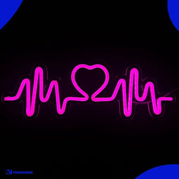 Neon Lamp - Hartslag Roze - Incl. Ophanghaakjes - Neon Sign - Neon Verlichting - Neon Led Lamp - Wandlamp