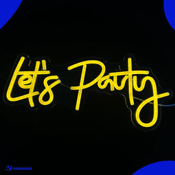 Neon Lamp - Let's Party Geel - Incl. Ophanghaakjes - Neon Sign - Neon Verlichting - Neon Led Lamp - Wandlamp