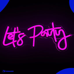 Neon Lamp - Let's Party Roze - Incl. Ophanghaakjes - Neon Sign - Neon Verlichting - Neon Led Lamp - Wandlamp