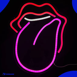 Neon Lamp - Lippen met Tong - Incl. Ophanghaakjes - Neon Sign - Neon Verlichting - Neon Led Lamp - Wandlamp