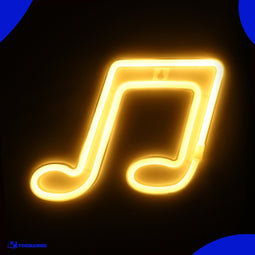 Neon Lamp - Muzieknoot Geel - Incl. 3 Batterijen - Neon Verlichting - Neon Led Lamp - Neon Wandlamp