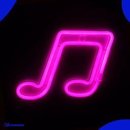 Neon Lamp - Muzieknoot Roze - Incl. 3 Batterijen- Neon Verlichting - Neon Led Lamp - Neon Wandlamp