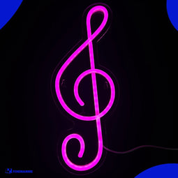 Neon Lamp - Muzieknoot Roze - Incl. Ophanghaakjes - Neon Sign - Neon Verlichting - Neon Led Lamp - Wandlamp