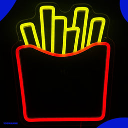 Neon Lamp - Patat / Friet - Dimbaar - Incl. Ophanghaakjes - Neon Sign - Neon Verlichting - Neon Led Lamp - Wandlamp
