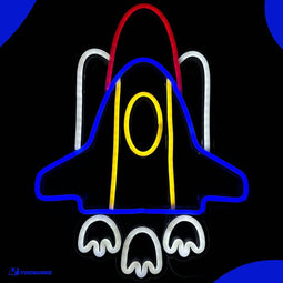 Neon Lamp - Ruimteschip - Incl. Ophanghaakjes - Neon Sign - Neon Verlichting - Neon Led Lamp - Wandlamp