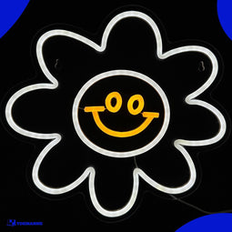 Neon Lamp - Smiley Bloem - Incl. Ophanghaakjes - Neon Sign - Neon Verlichting - Neon Led Lamp - Wandlamp