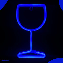 Neon Lamp - Wijnglas Blauw - Incl. 3 Batterijen - Neon Verlichting - Neon Led Lamp - Neon Wandlamp
