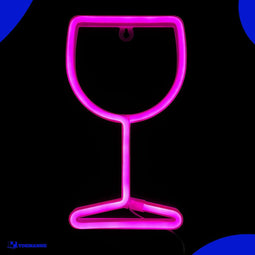 Neon Lamp - Wijnglas Roze - Incl. 3 Batterijen - Neon Verlichting - Neon Led Lamp - Neon Wandlamp