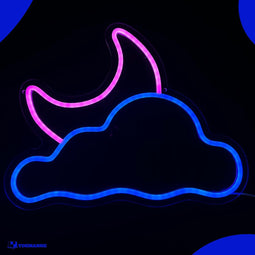 Neon Lamp - Wolk Maan - Incl. Ophanghaakjes - Neon Sign - Neon Verlichting - Neon Led Lamp - Wandlamp