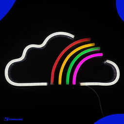 Neon Lamp - Wolk Regenboog - Incl. Ophanghaakjes - Neon Sign - Neon Verlichting - Neon Led Lamp - Wandlamp