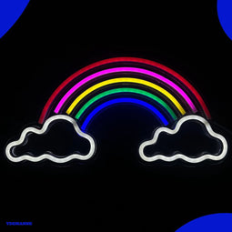 Neon Lamp - Wolkjes Regenboog - Dimbaar - Incl. Ophanghaakjes - Neon Sign - Neon Verlichting - Neon Led Lamp - Wandlamp