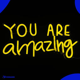Neon Lamp - You Are Amazing Geel - Incl. Ophanghaakjes - Neon Sign - Neon Verlichting - Neon Led Lamp - Wandlamp