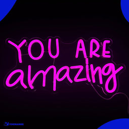 Neon Lamp - You Are Amazing Roze - Incl. Ophanghaakjes - Neon Sign - Neon Verlichting - Neon Led Lamp - Wandlamp