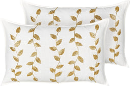 NERIUM - Sierkussen set van 2 - Wit/Goud - 30 x 50 cm - Katoen