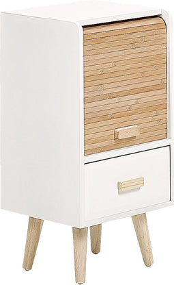 NESIKA - Nachtkastje - Wit/Licht hout - MDF