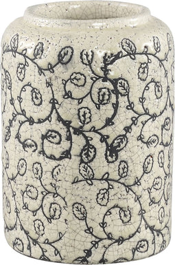 PTMD Marle Bloempot - H24 x Ø17,5 cm - Keramiek - Bloesem design - Wit