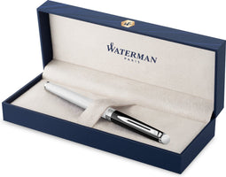 Waterman Hémisphère Rollerballpen | Zwarte en Witte lak met palladium-gecoate afwerkingen | fijne punt | met Geschenkdoos