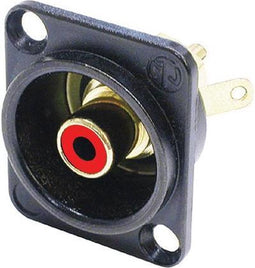 NEUTRIK - CINCHBUS IN ZWART VERCHROOMDE D-BEHUIZING, RODE ISOLATIERINGEN (NF2DB-2)